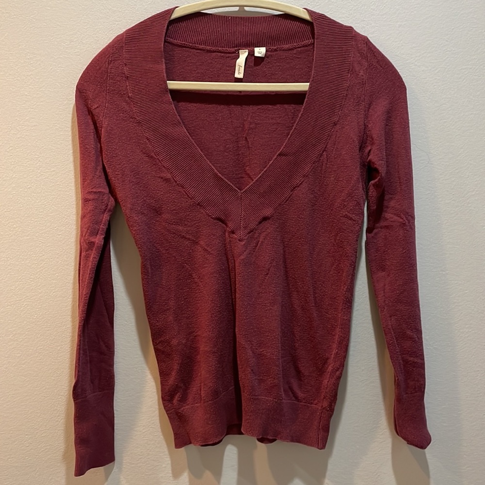 Frenchi Maroon Deep V Sweater Size S